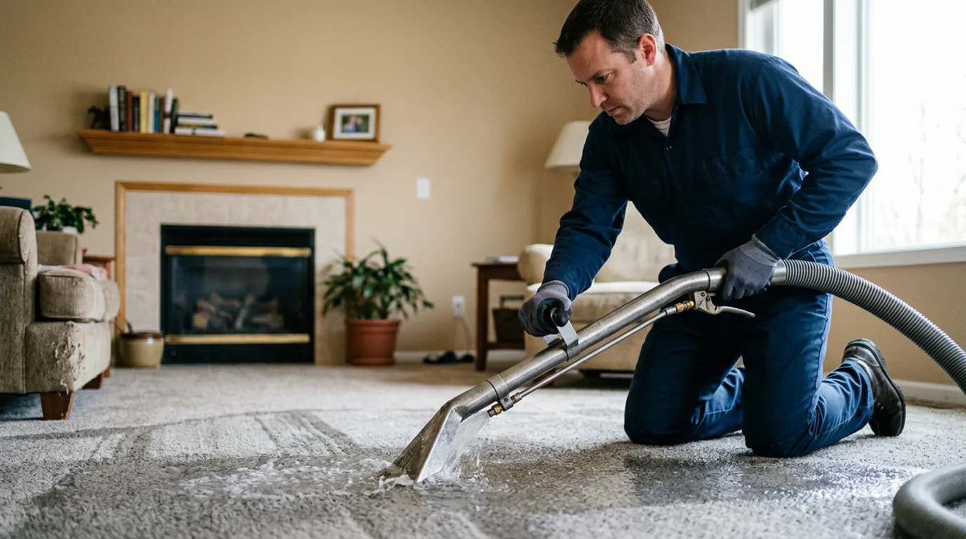 Water damage restoration technician working near Albany, OH